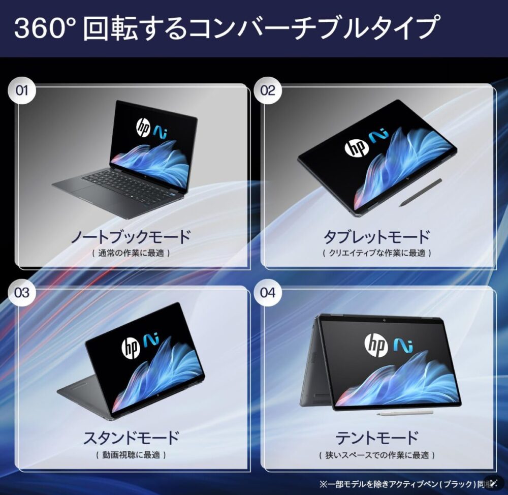 HP OmniBook Ultra Flip 14-fh - 360度回転する2in1デザインと最新Ryzen AIを搭載した14インチノートPC